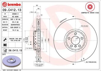 Brzdový kotouč BREMBO 09.C412.13