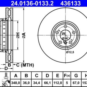 Brzdový kotouč ATE 24.0136-0133.2