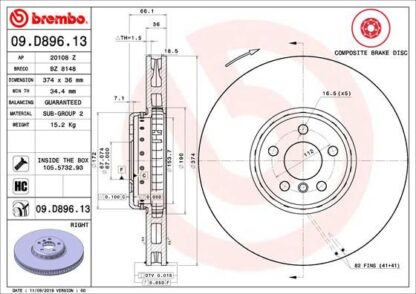 Brzdový kotouč BREMBO 09.D896.13