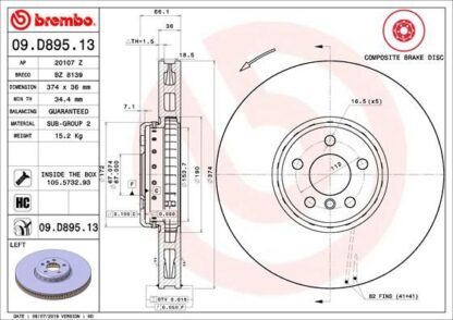 Brzdový kotouč BREMBO 09.D895.13