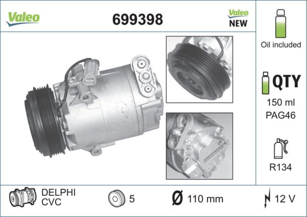 Kompresor, klimatizace VALEO 699398