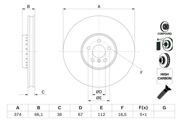 Brzdový kotouč BOSCH 0 986 479 F60