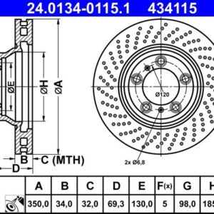 Brzdový kotouč ATE 24.0134-0115.1