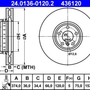 Brzdový kotouč ATE 24.0136-0120.2