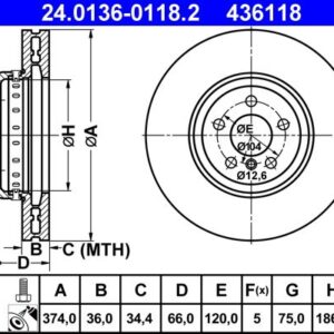Brzdový kotouč ATE 24.0136-0118.2