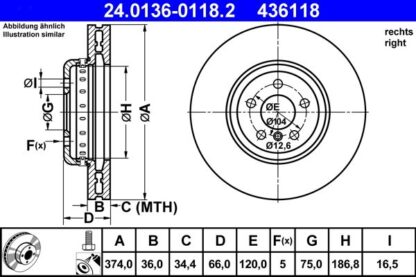 Brzdový kotouč ATE 24.0136-0118.2