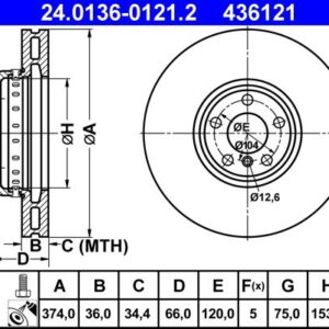 Brzdový kotouč ATE 24.0136-0121.2