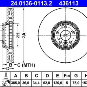 Brzdový kotouč ATE 24.0136-0113.2