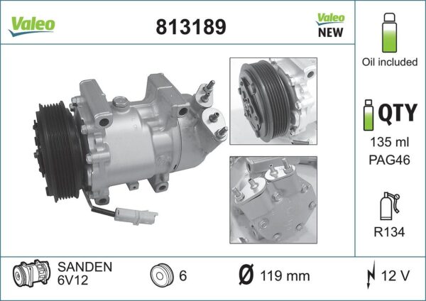 Kompresor, klimatizace VALEO 813189