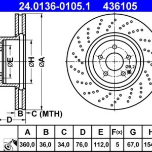 Brzdový kotouč ATE 24.0136-0105.1