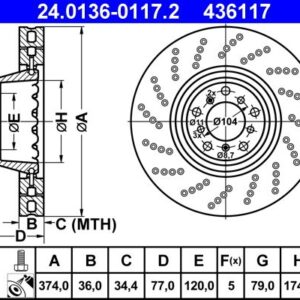 Brzdový kotouč ATE 24.0136-0117.2