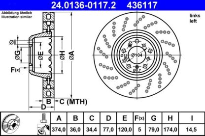 Brzdový kotouč ATE 24.0136-0117.2