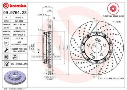 Brzdový kotouč BREMBO 09.9764.23