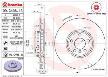 Brzdový kotouč BREMBO 09.C406.13