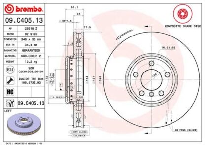 Brzdový kotouč BREMBO 09.C405.13