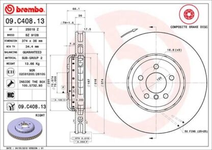 Brzdový kotouč BREMBO 09.C408.13