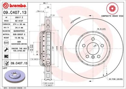 Brzdový kotouč BREMBO 09.C407.13