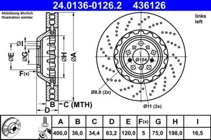 Brzdový kotouč ATE 24.0136-0126.2